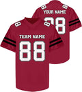 Custom Red Football Jersey with White Double Sleeve Stripes