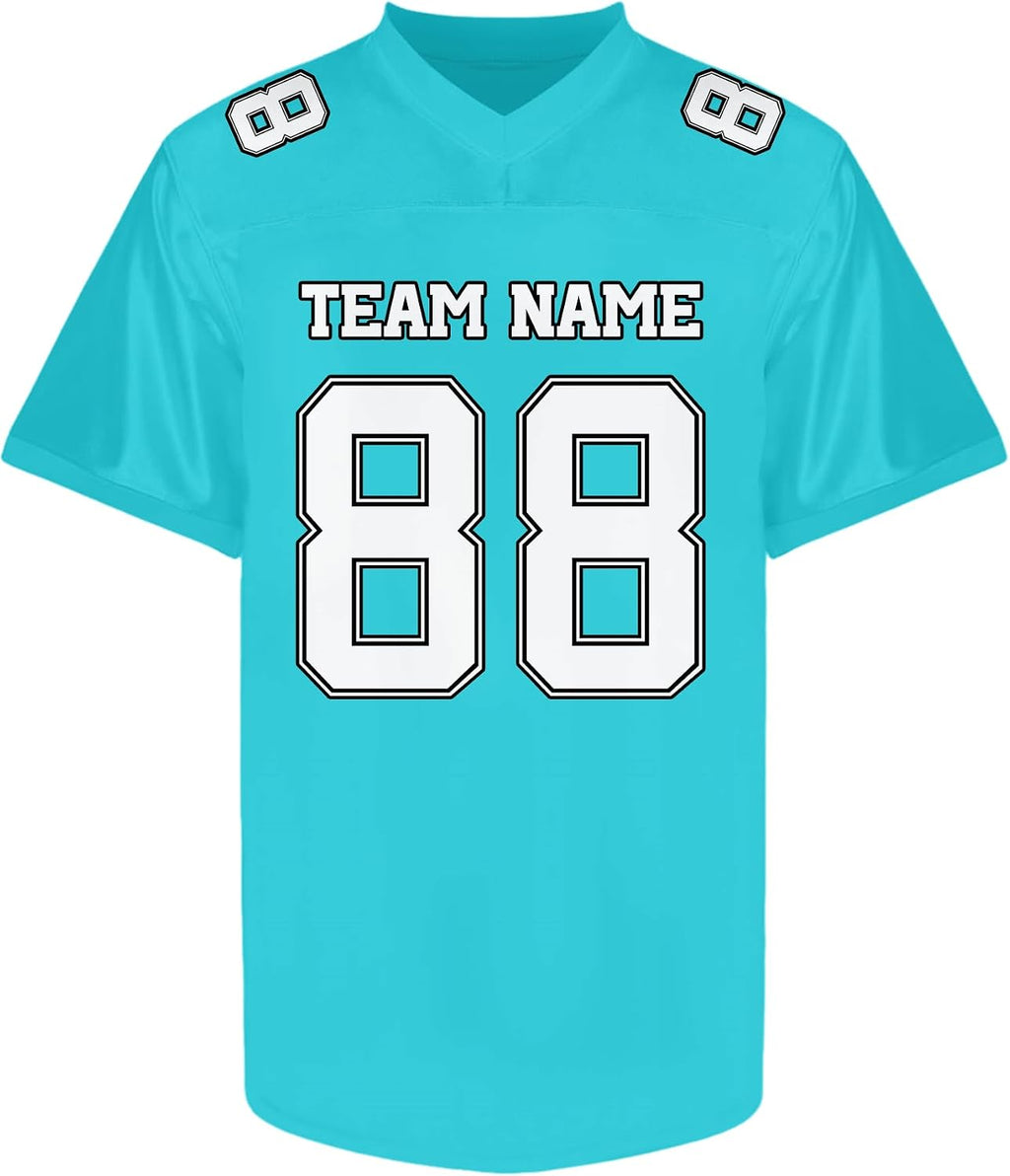 Custom Teal and White Football Jersey