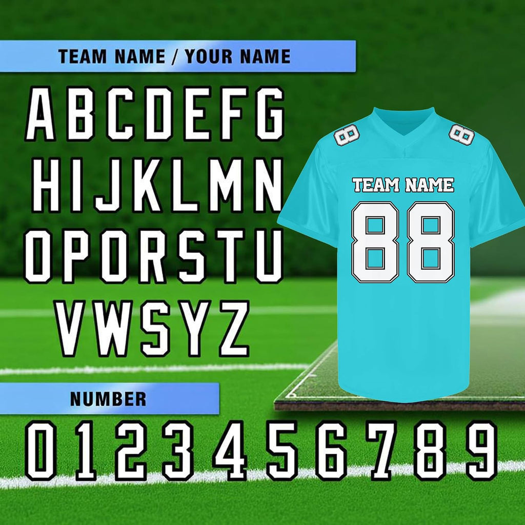 Custom Teal and White Football Jersey