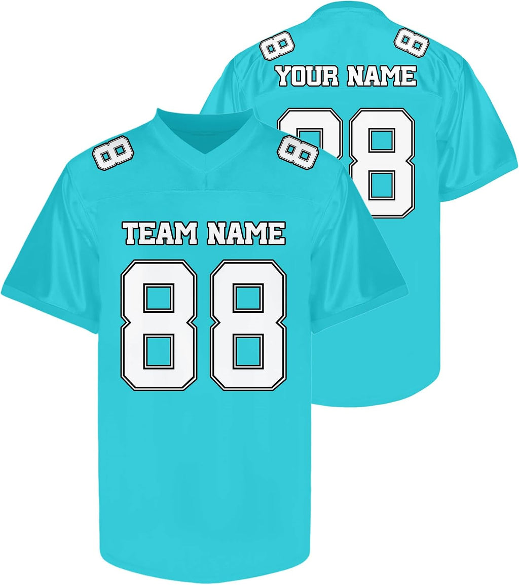 Custom Teal and White Football Jersey