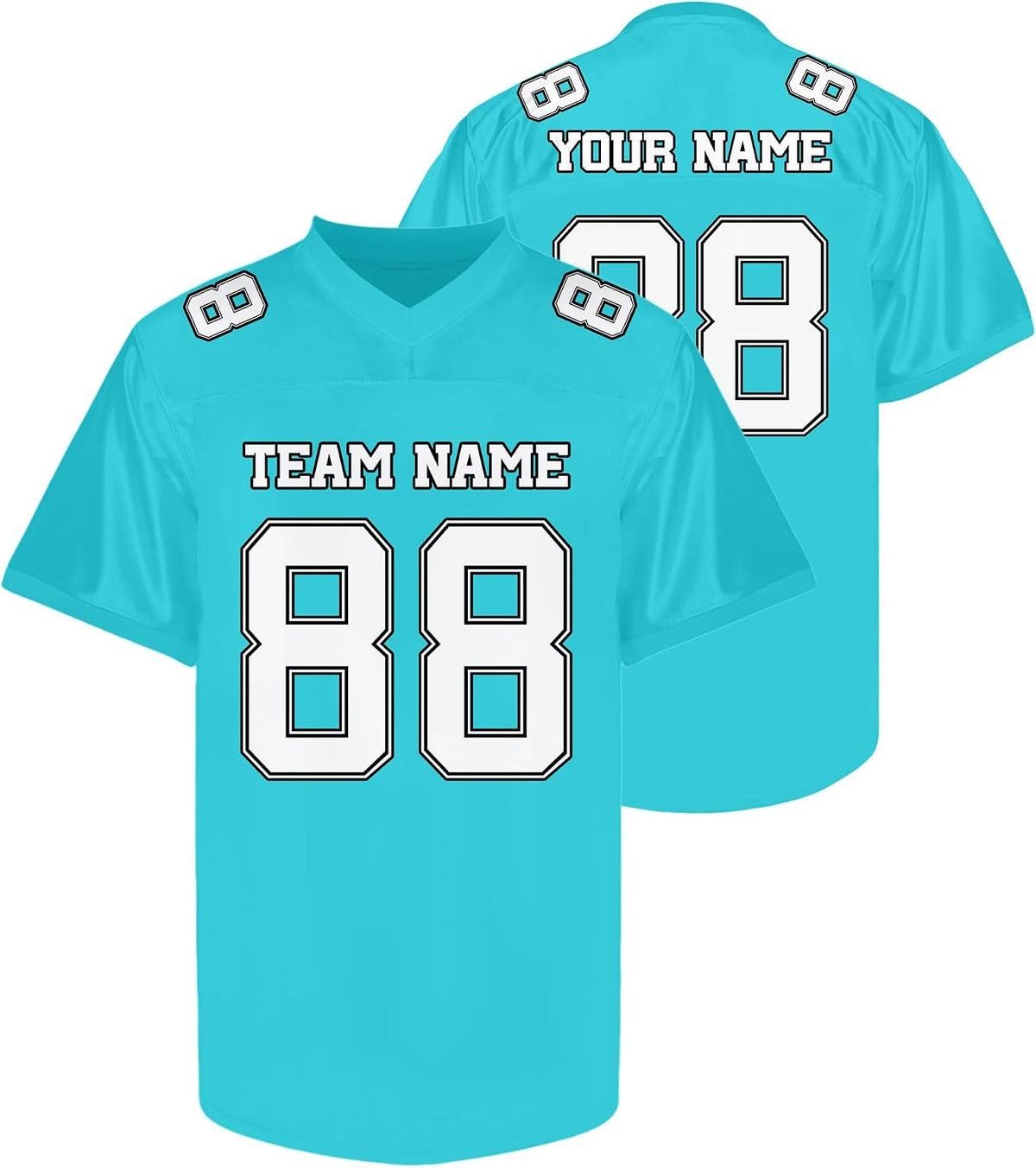Custom Teal and White Football Jersey