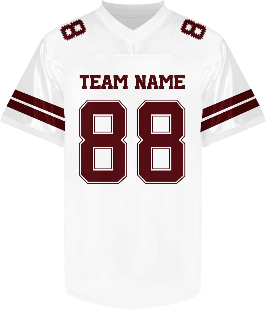 Custom White and Maroon Football Jersey
