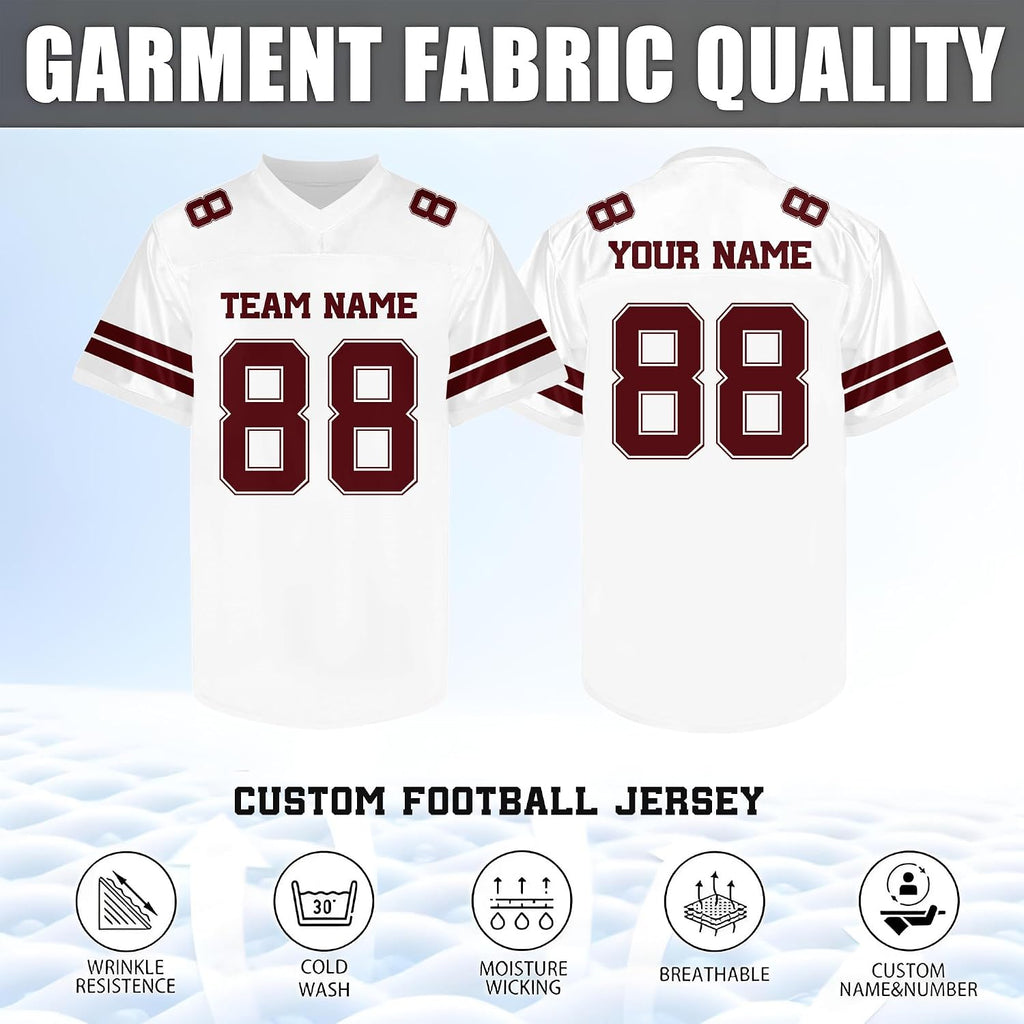 Custom White and Maroon Football Jersey