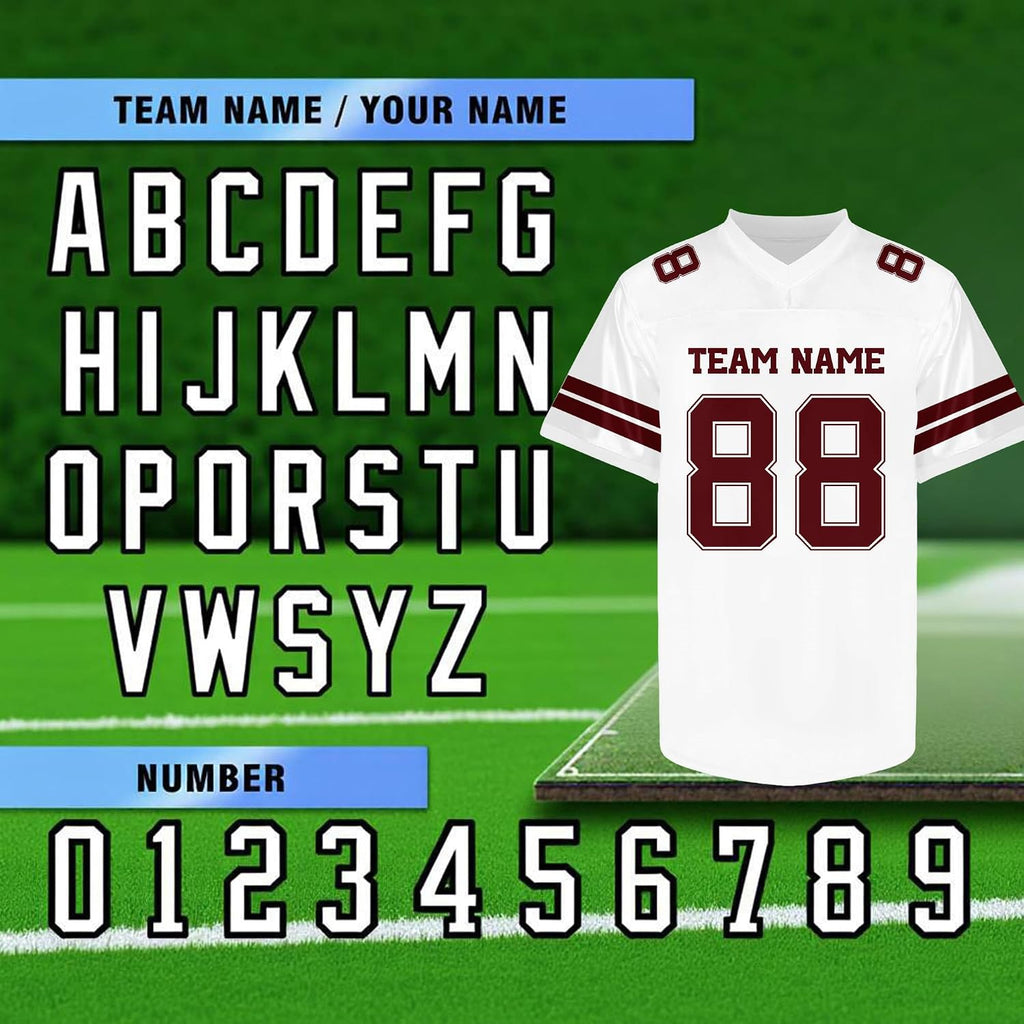 Custom White and Maroon Football Jersey