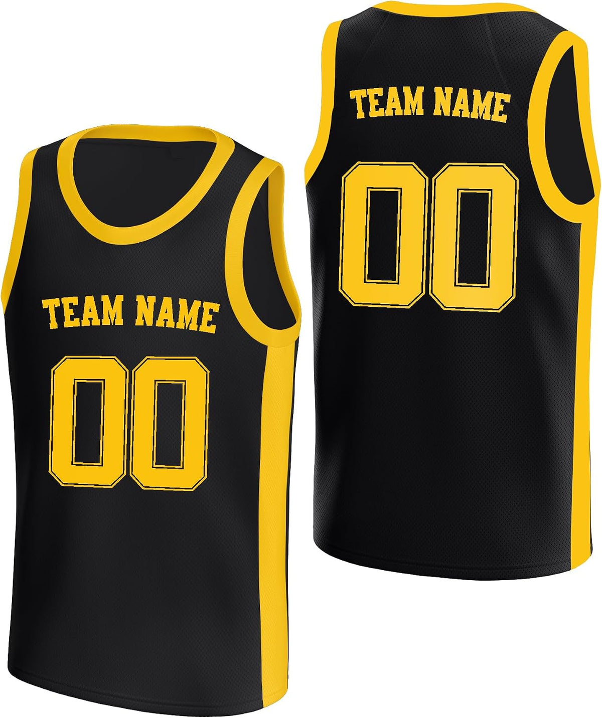 Custom Black and Gold Basketball Jersey with Name and Number