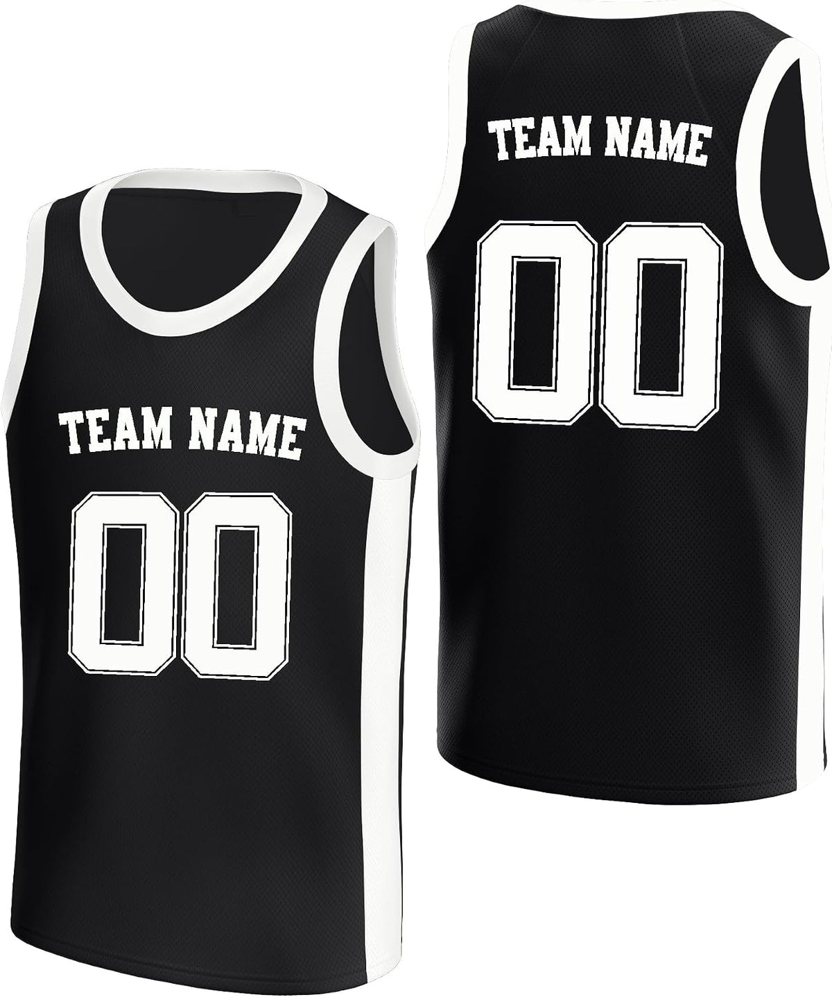 Custom Black and White Basketball Jersey with Name and Number