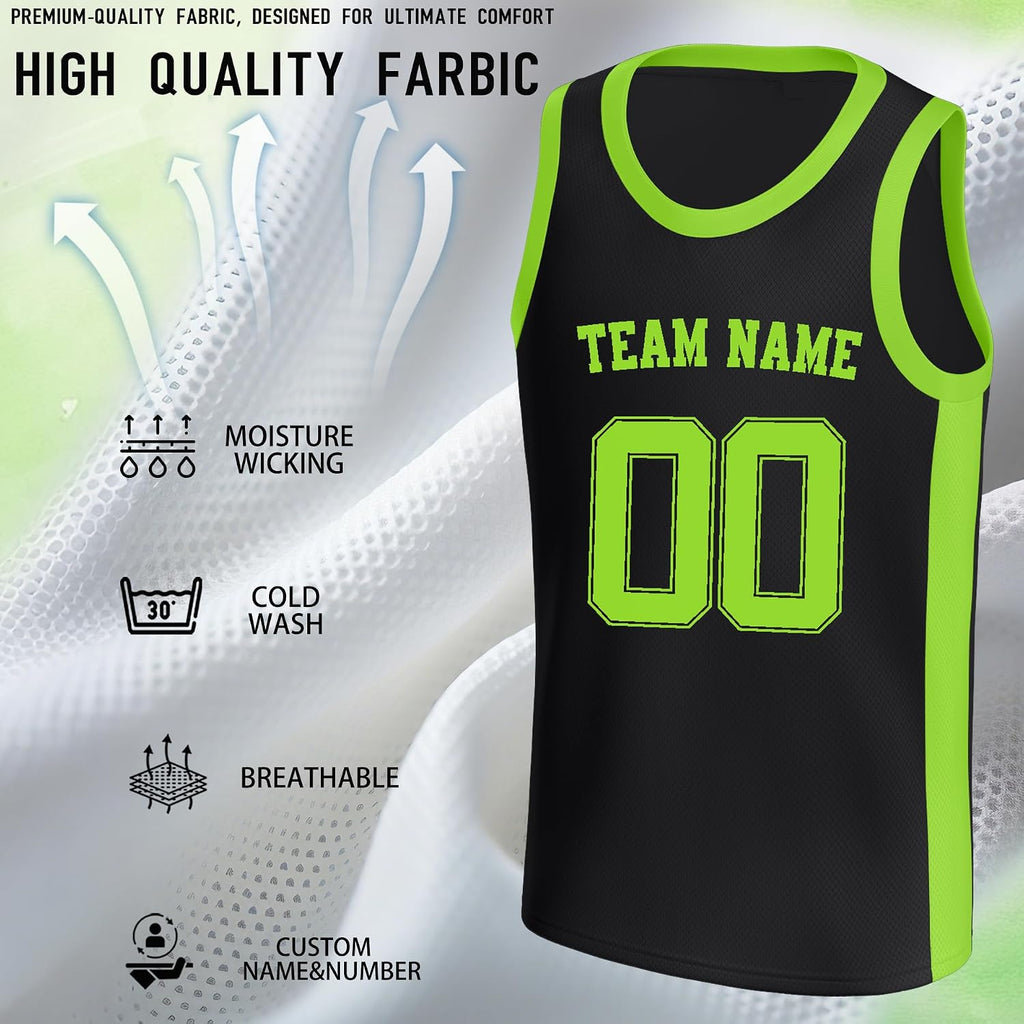 Custom Black and Neon Green Basketball Jersey