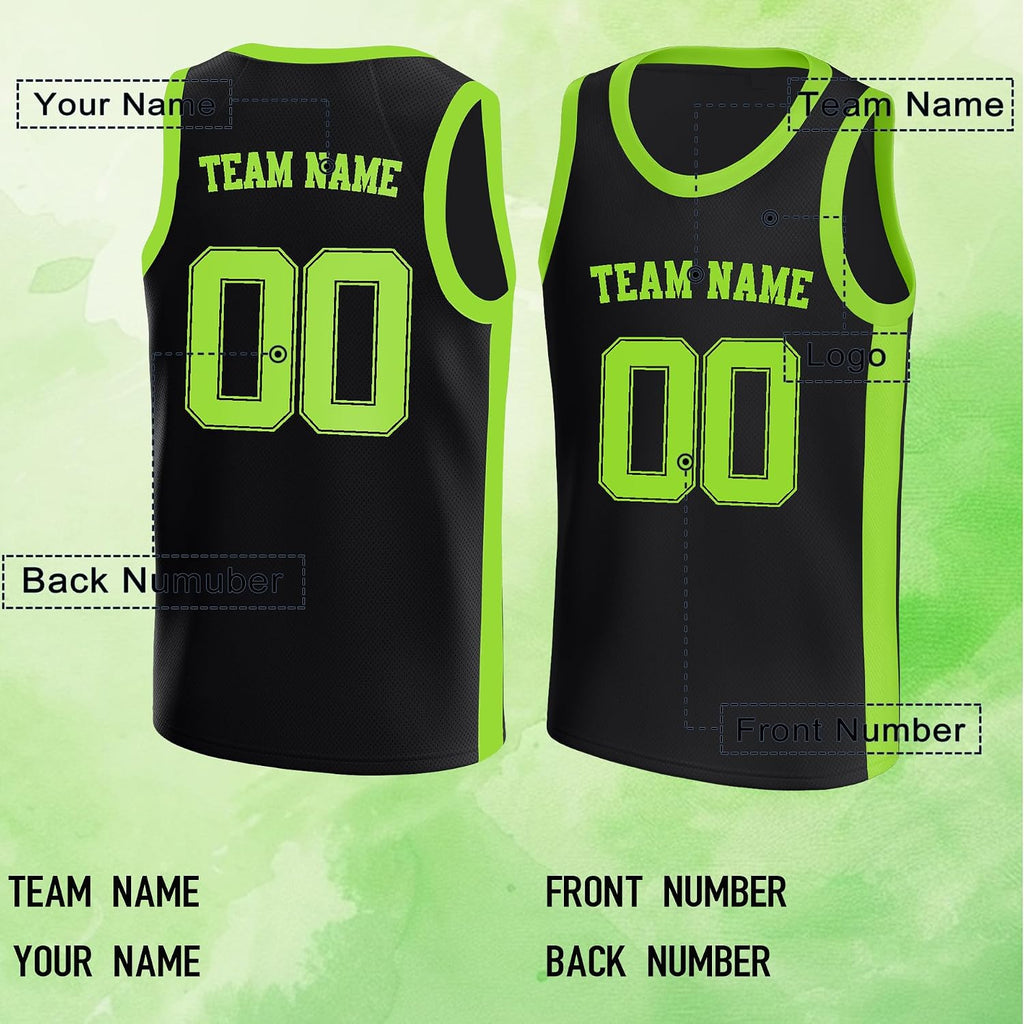 Custom Black and Neon Green Basketball Jersey