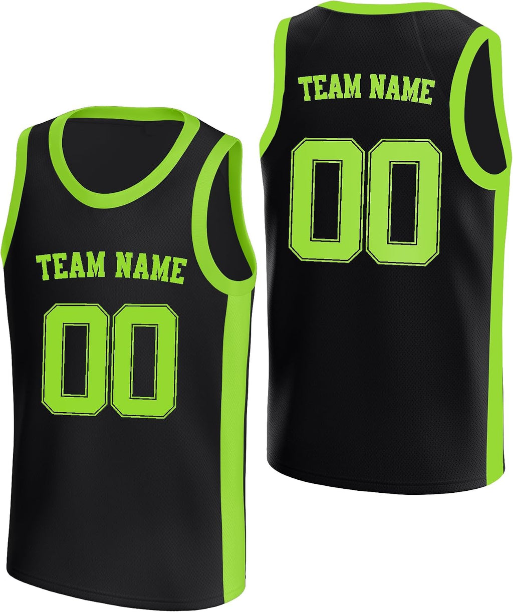 Custom Black and Neon Green Basketball Jersey