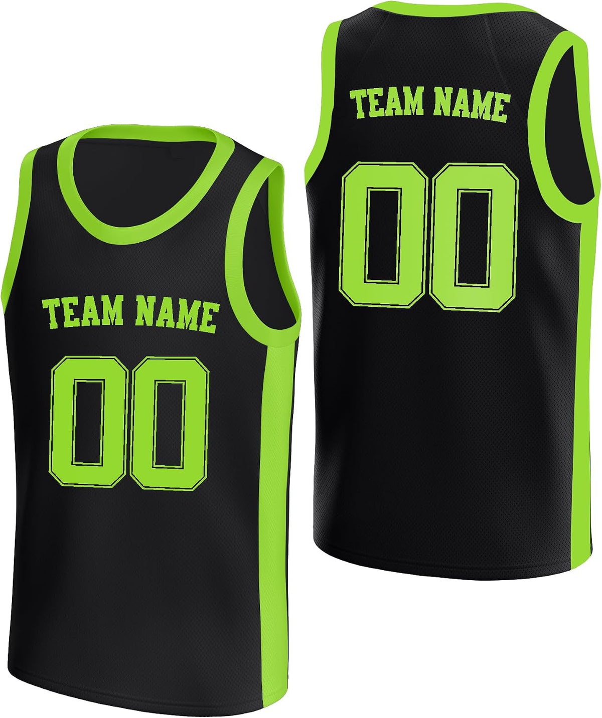 Custom Black and Neon Green Basketball Jersey