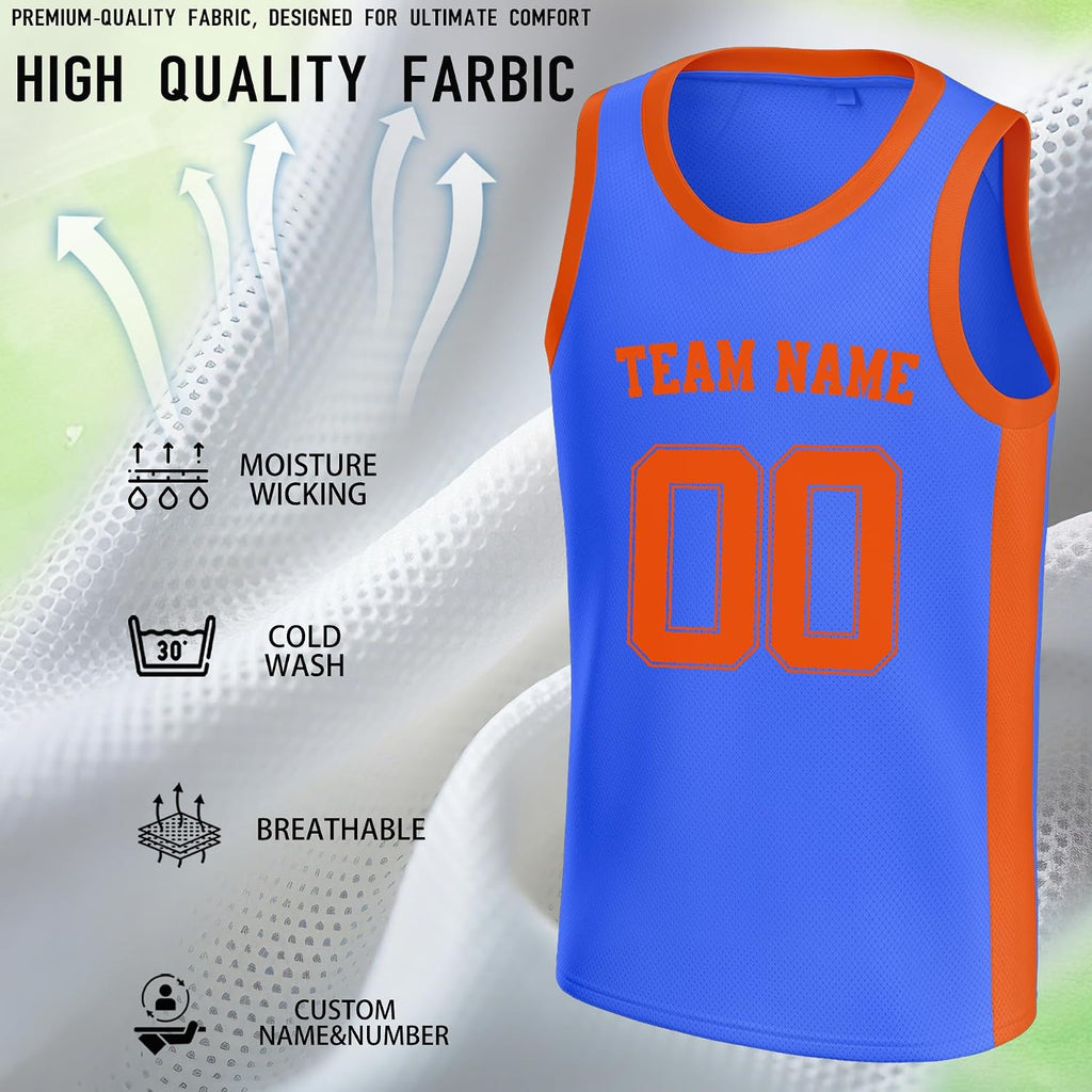 Custom Basketball Jersey Blue and Orange - Personalized Team Uniform