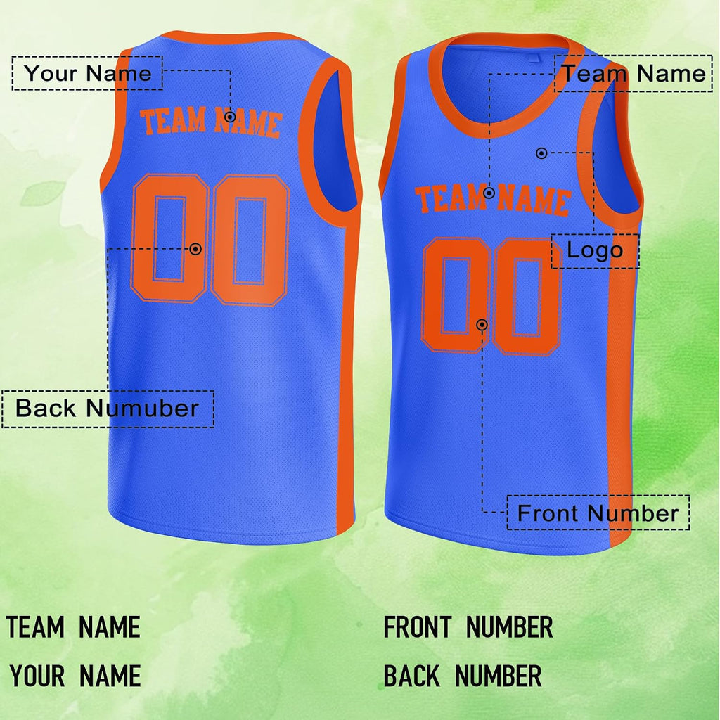 Custom Basketball Jersey Blue and Orange - Personalized Team Uniform