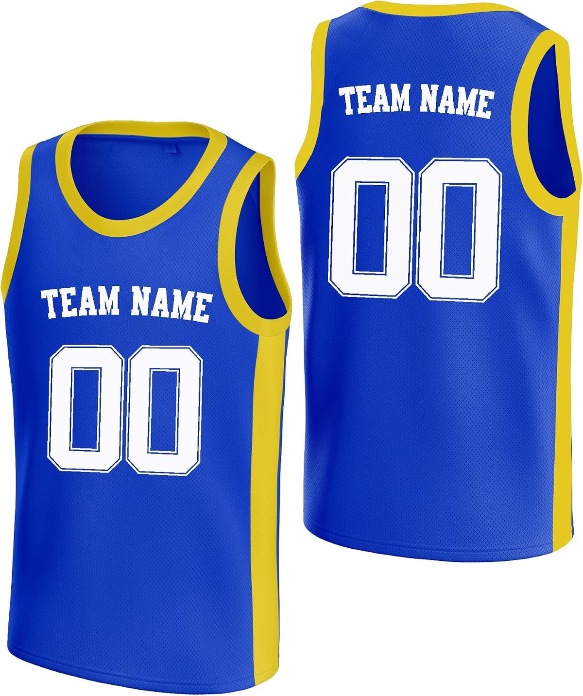 Custom Royal Blue and Yellow Basketball Jersey with Name and Number