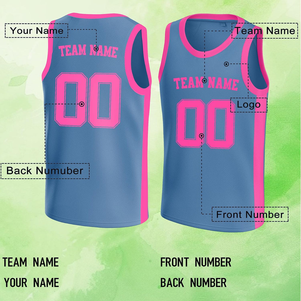 Custom Blue and Pink Basketball Jersey