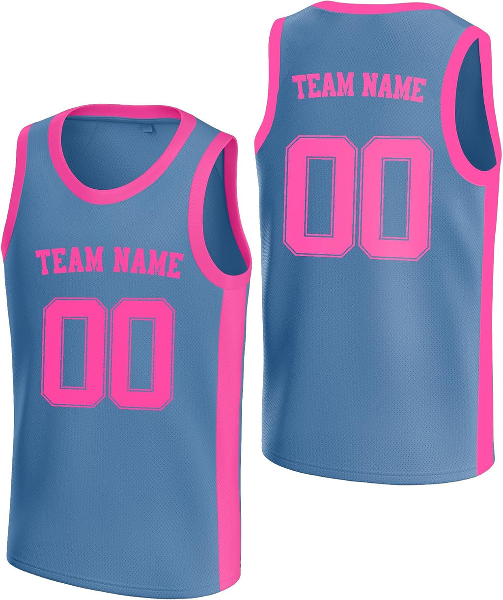 Custom Blue and Pink Basketball Jersey