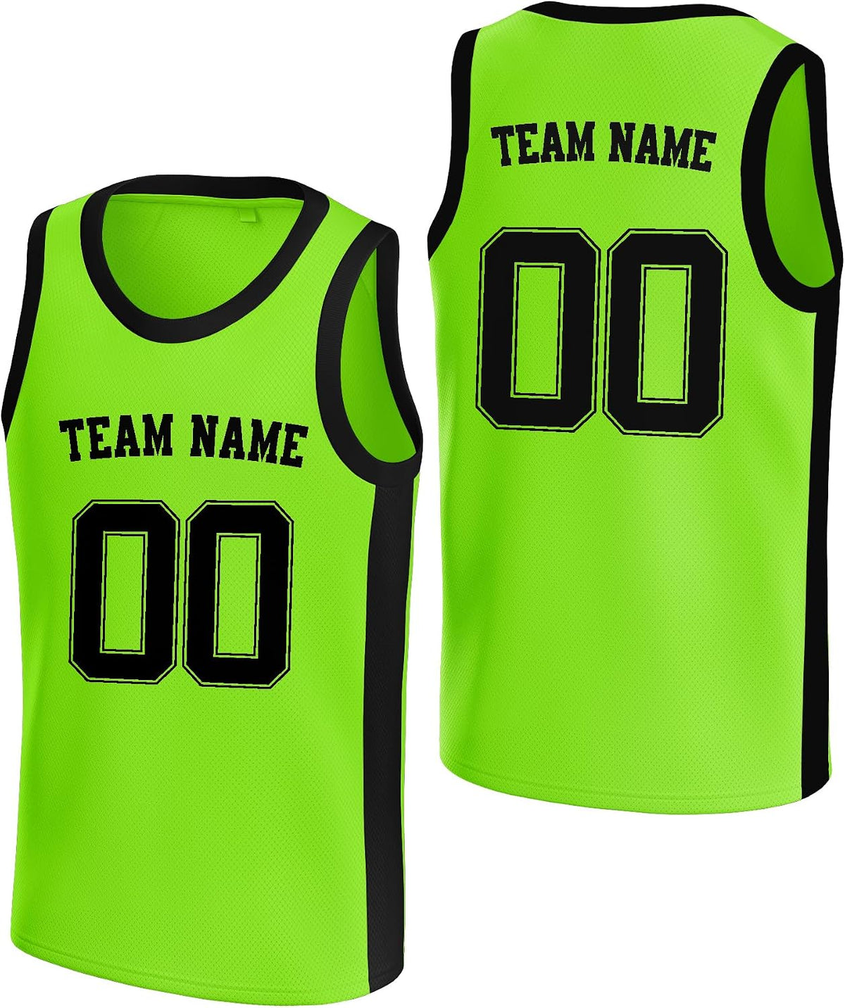 Custom Neon Green and Black Basketball Jersey - Personalized Name and Number Team Uniform