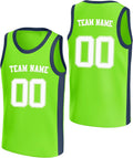 Custom Lime Green and Navy Basketball Jersey - Personalized Name and Number Team Uniform