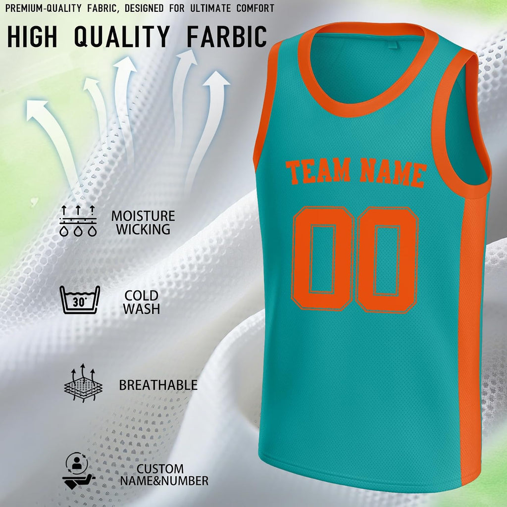 Custom Teal and Orange Basketball Jersey