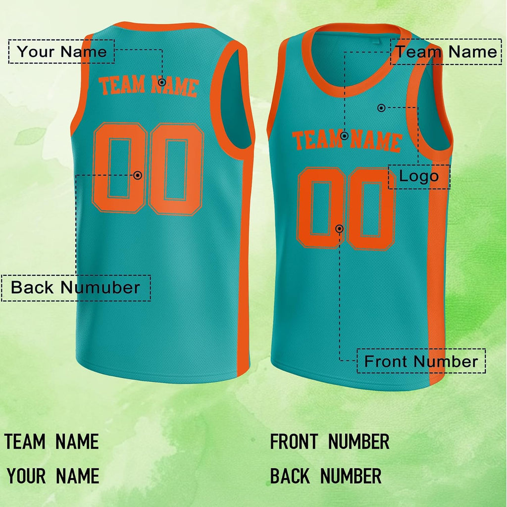 Custom Teal and Orange Basketball Jersey
