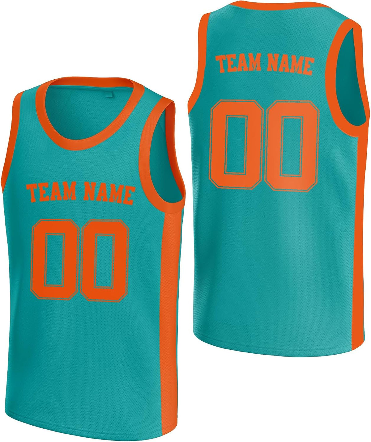 Custom Teal and Orange Basketball Jersey