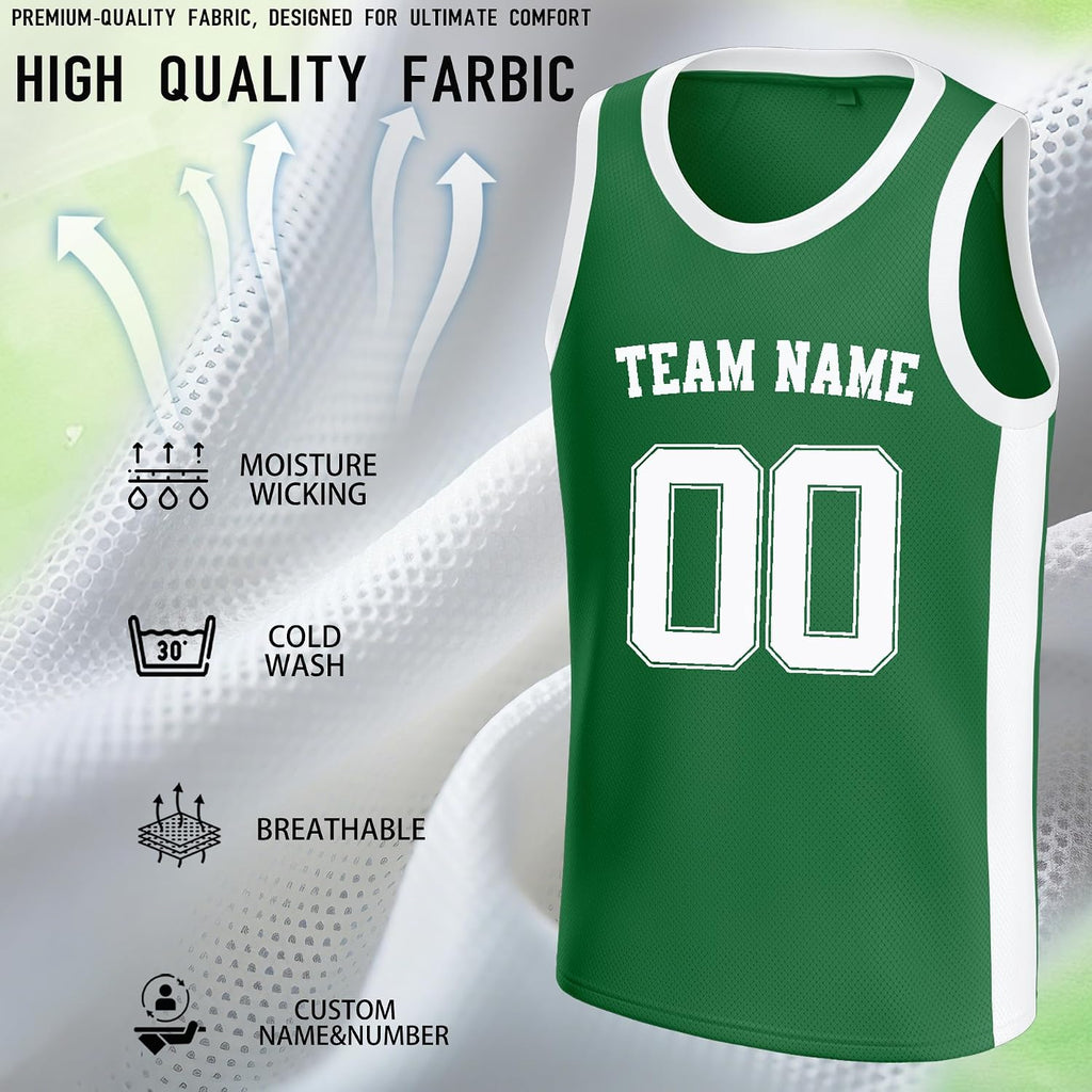 Custom Green and White Basketball Jersey