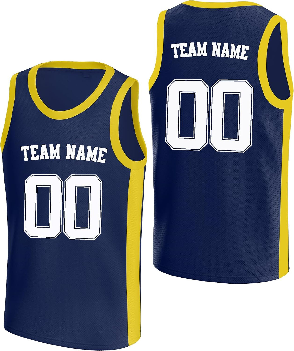 Custom Navy and Gold Basketball Jersey - Personalized Name and Number Team Uniform