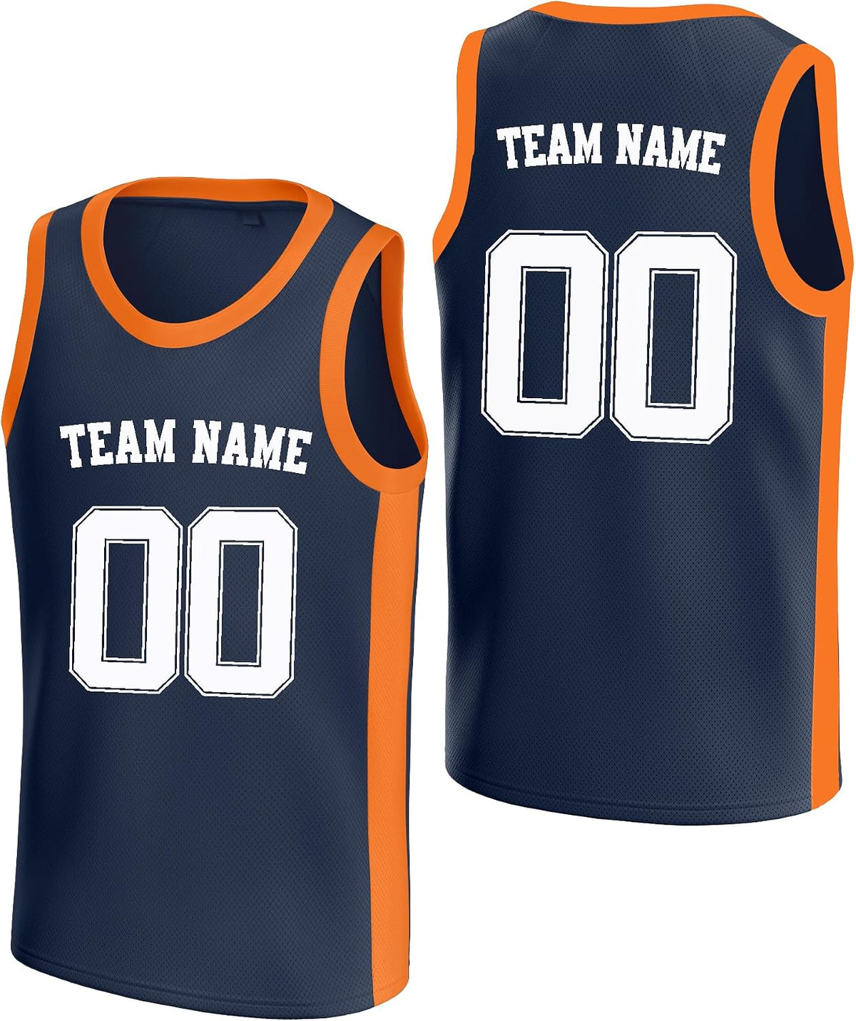 Custom Navy and Orange Basketball Jersey - Personalized Name and Number Team Uniform
