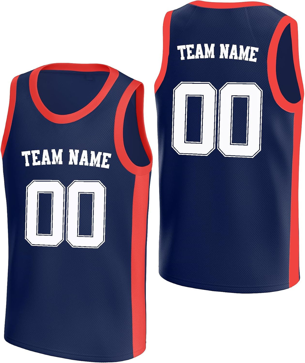 Custom Navy and Red Basketball Jersey
