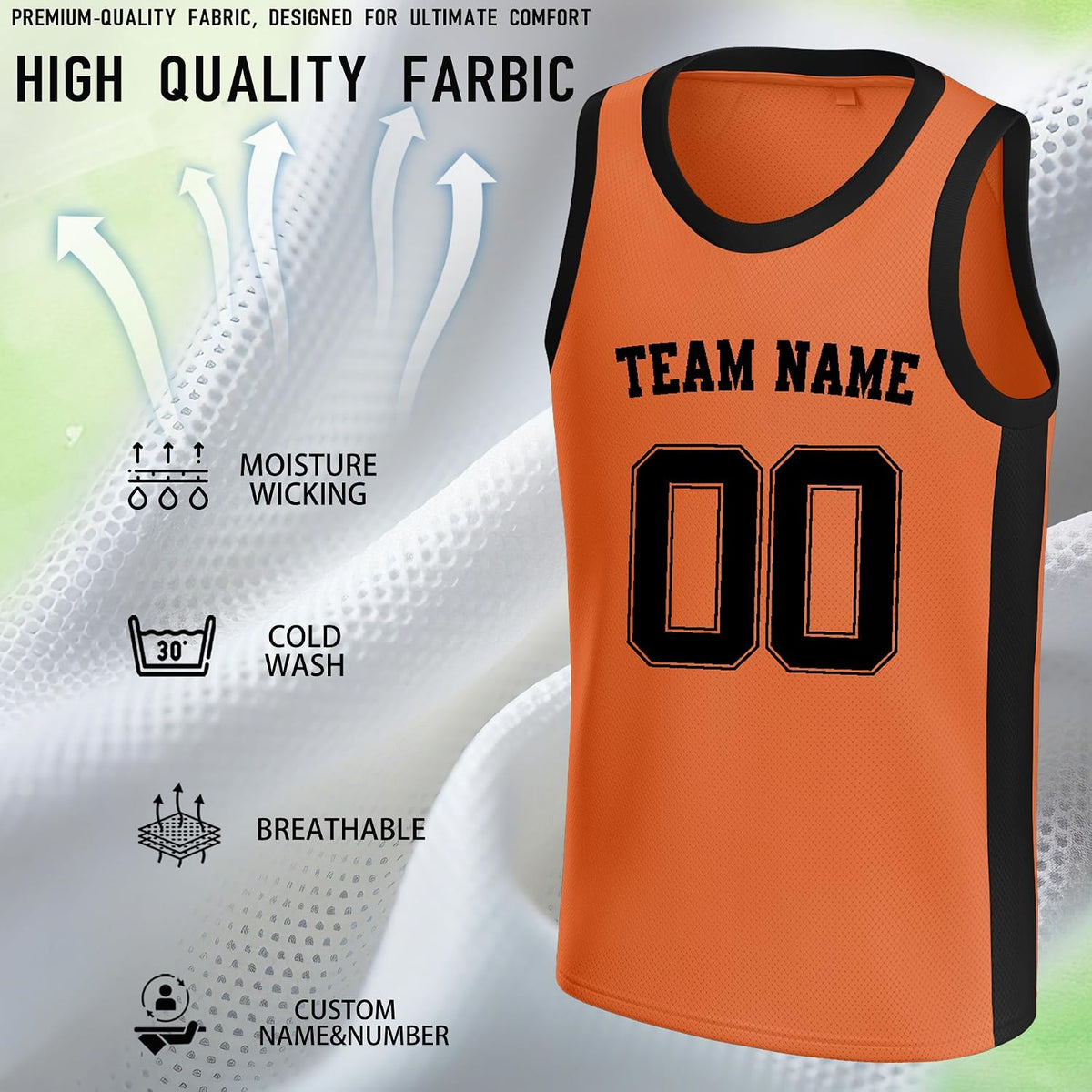 Custom Orange and Black Basketball Jersey