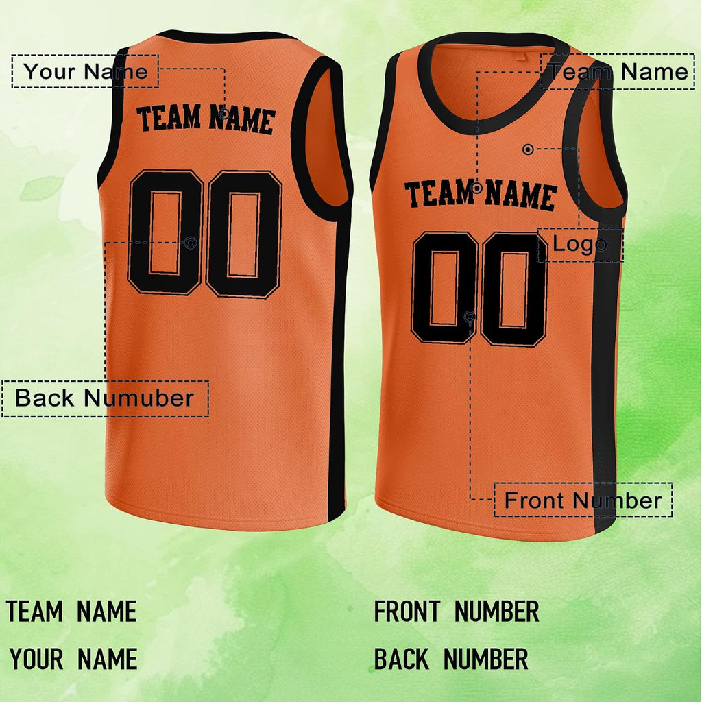 Custom Orange and Black Basketball Jersey
