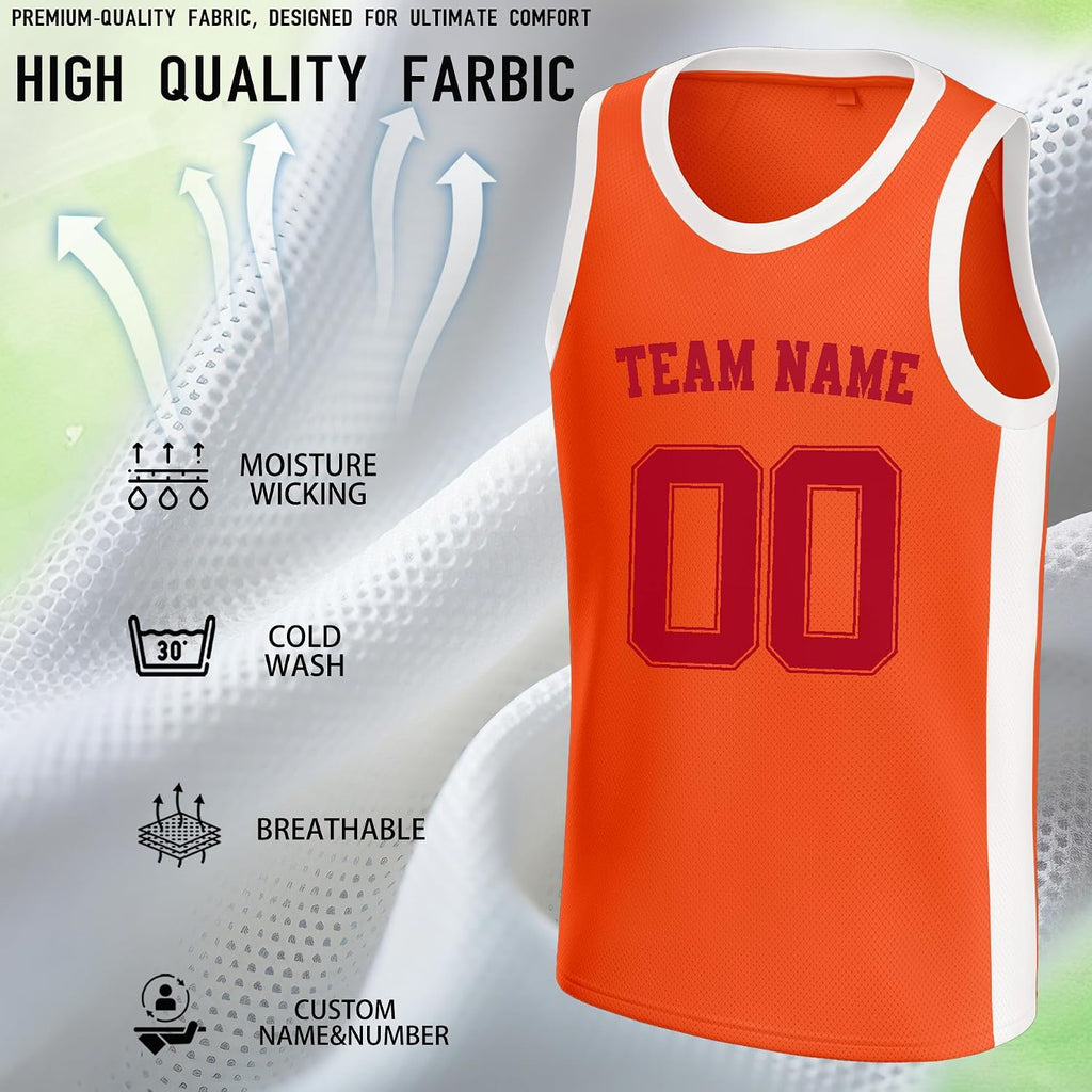 Custom Orange and White Basketball Jersey