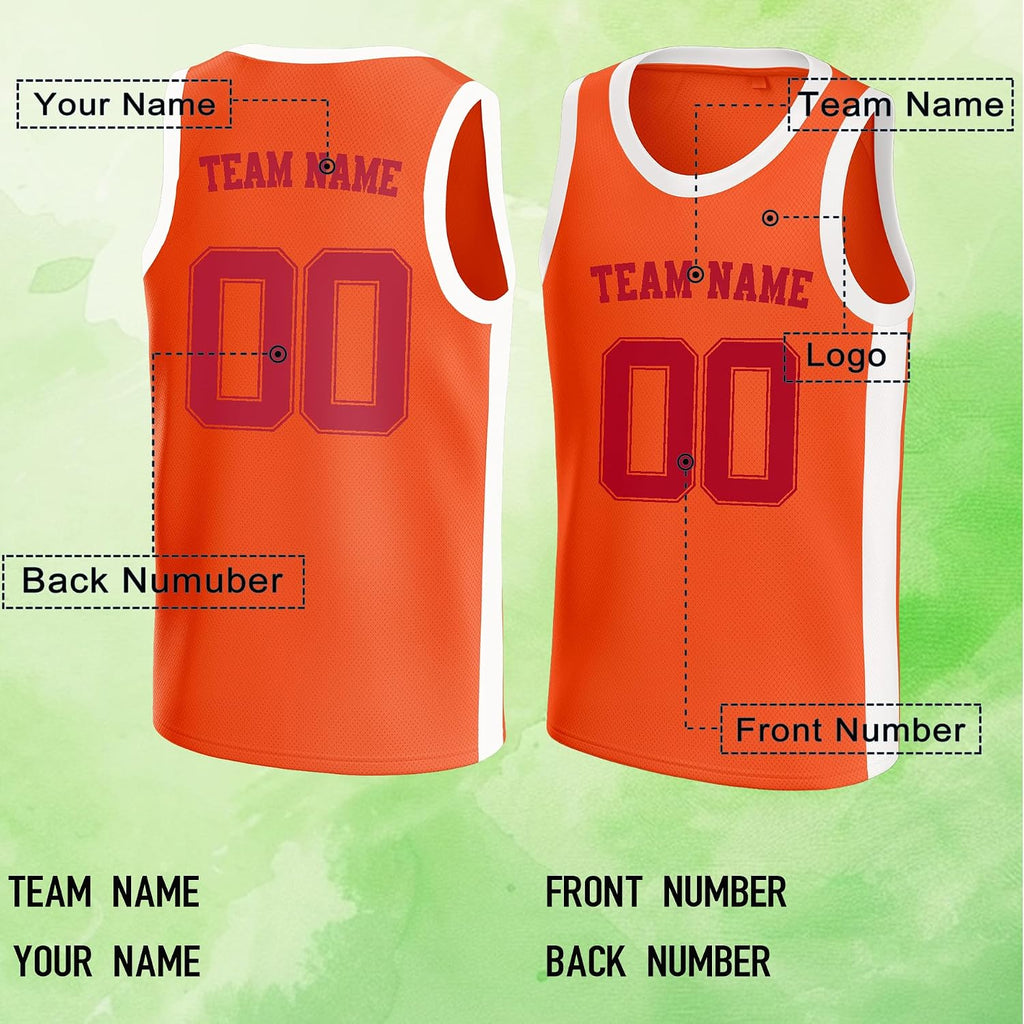 Custom Orange and White Basketball Jersey