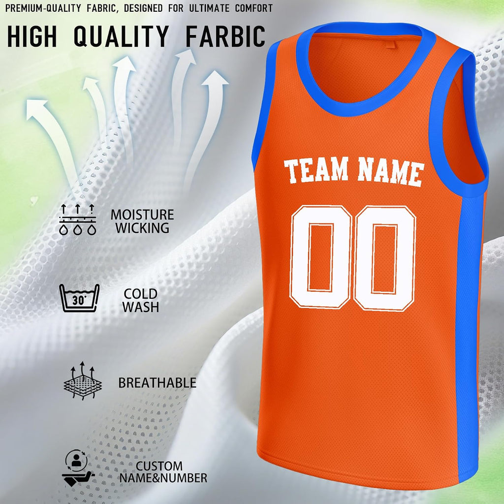 Custom Orange and Blue Basketball Jersey