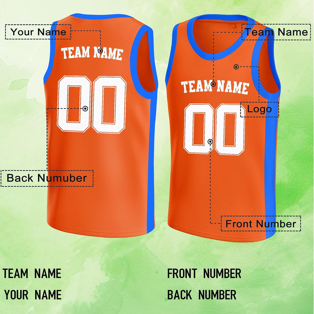 Custom Orange and Blue Basketball Jersey