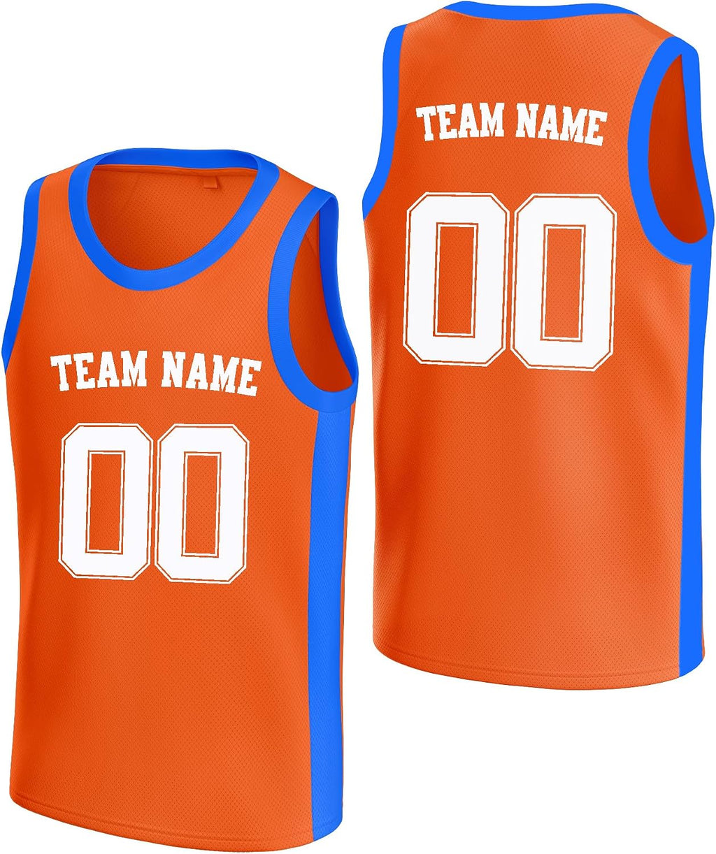 Custom Orange and Blue Basketball Jersey