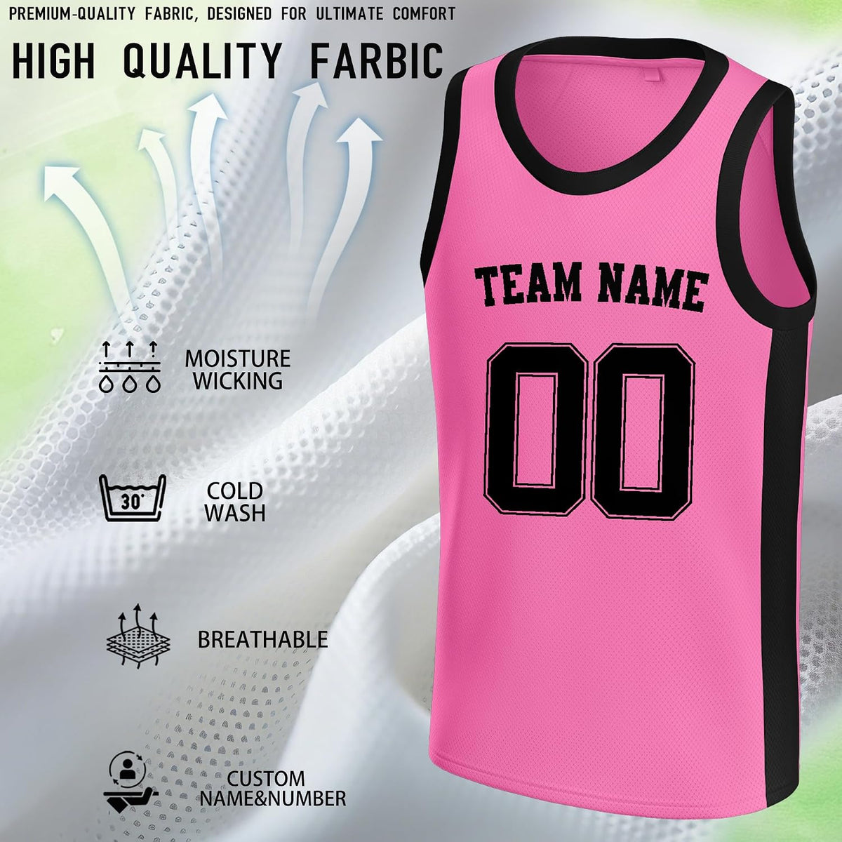 Custom Pink and Black Basketball Jersey