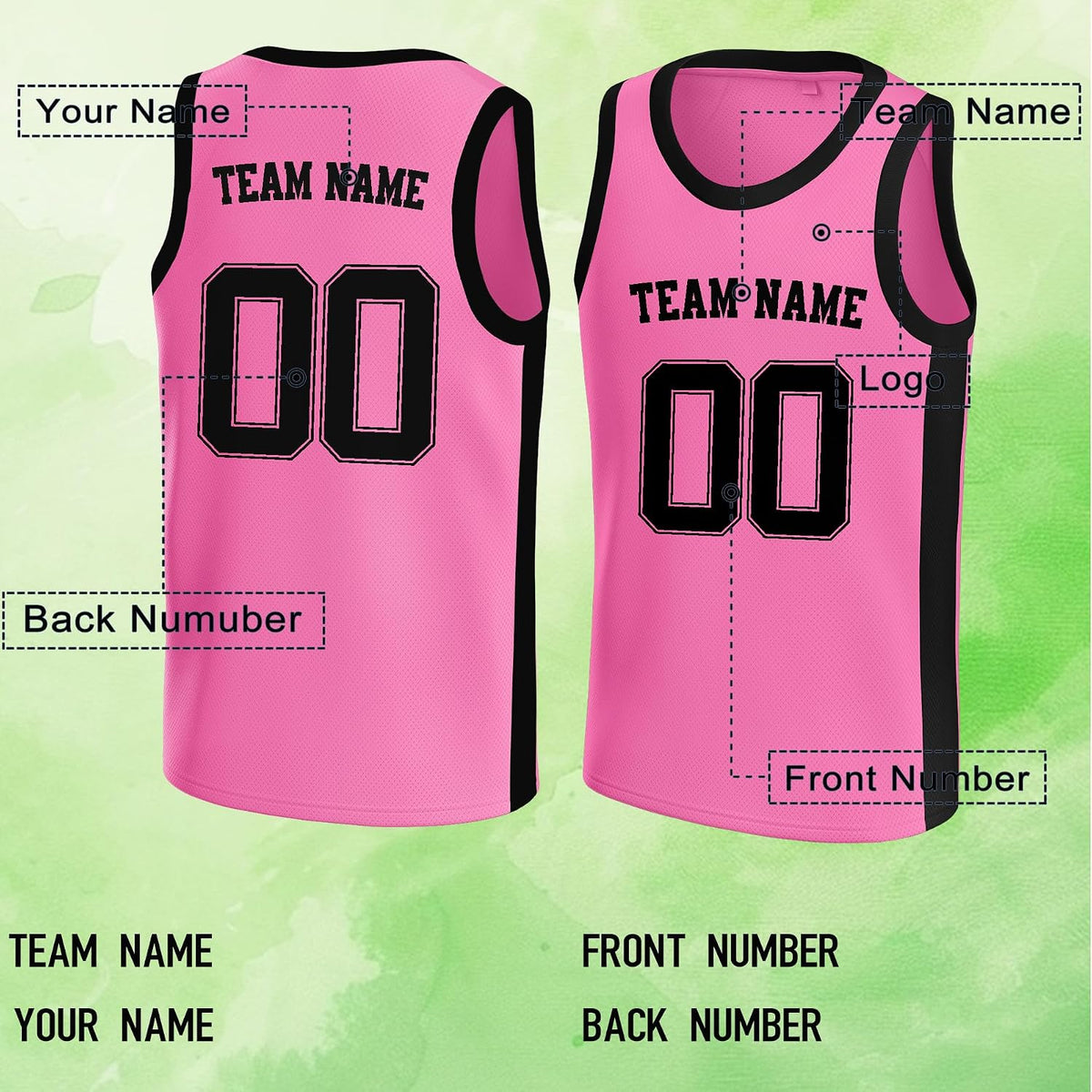 Custom Pink and Black Basketball Jersey