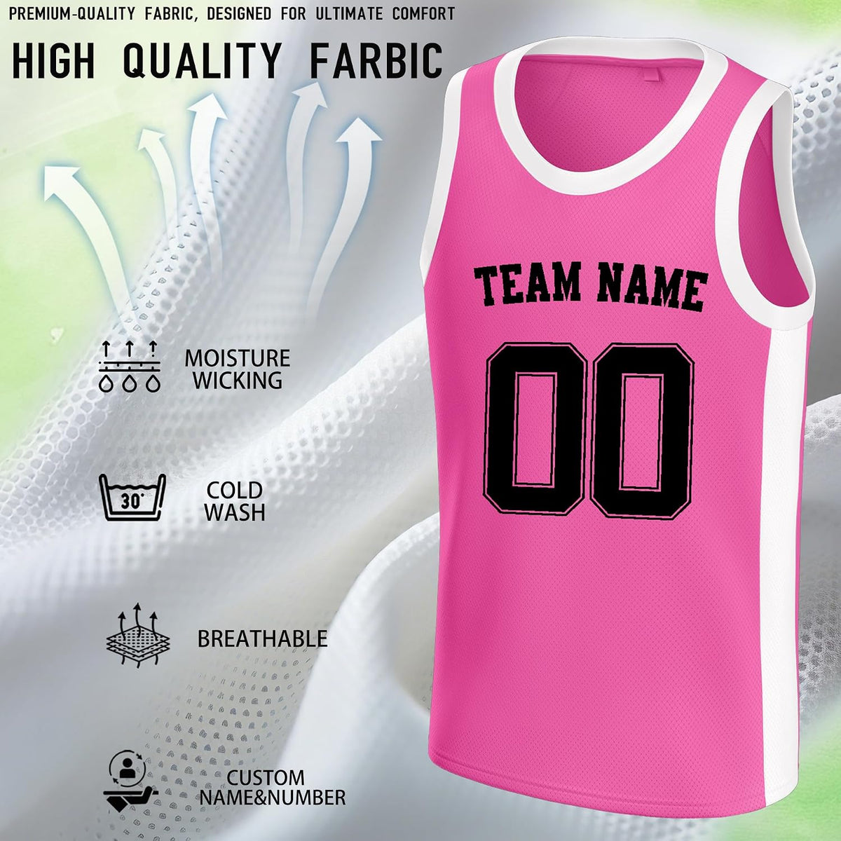 Custom Pink and White Basketball Jersey