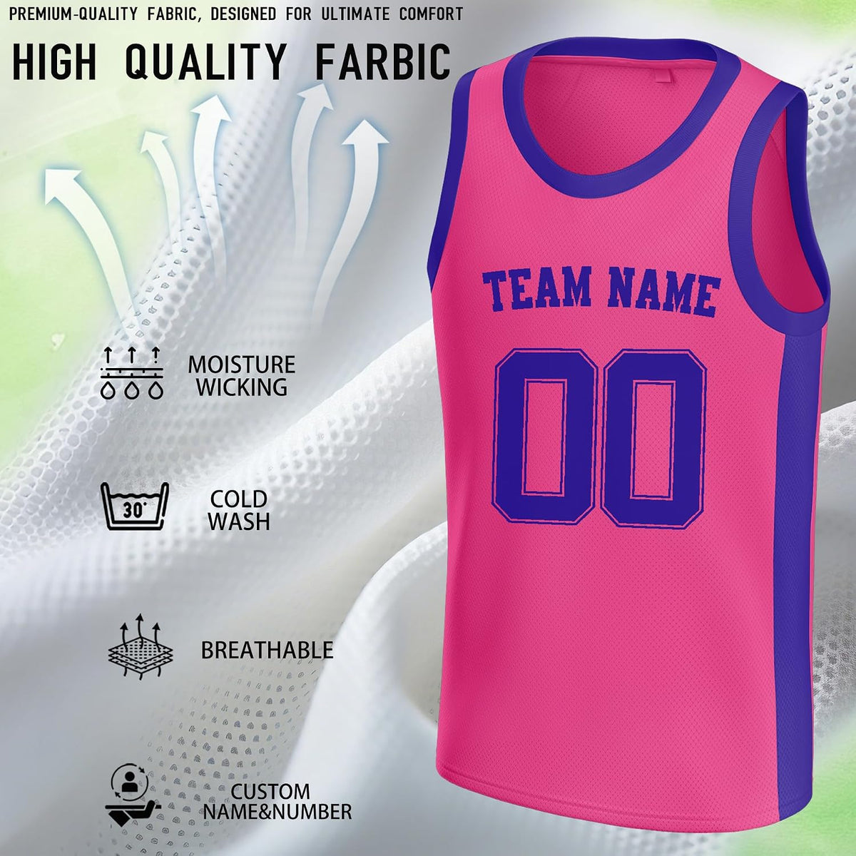 Custom Pink and Purple Basketball Jersey