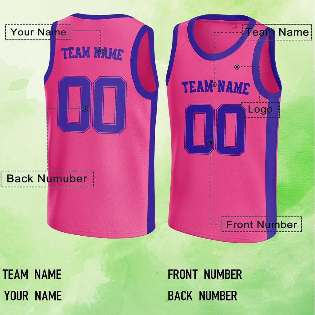 Custom Pink and Purple Basketball Jersey
