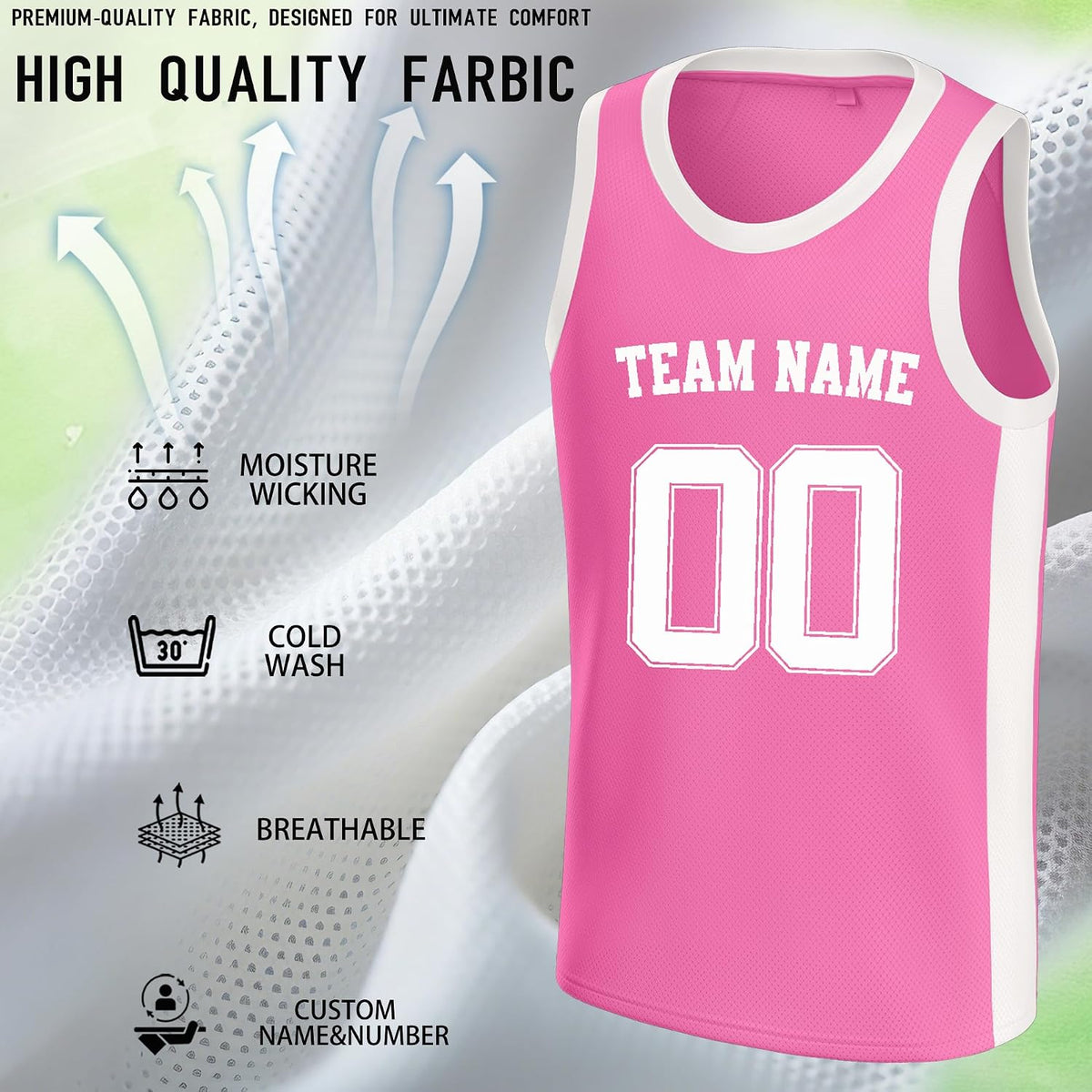 Custom Pink and White Basketball Jersey