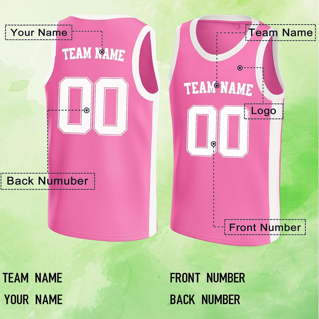 Custom Pink and White Basketball Jersey