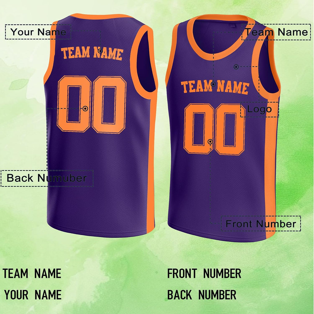 Custom Purple and Orange Basketball Jersey