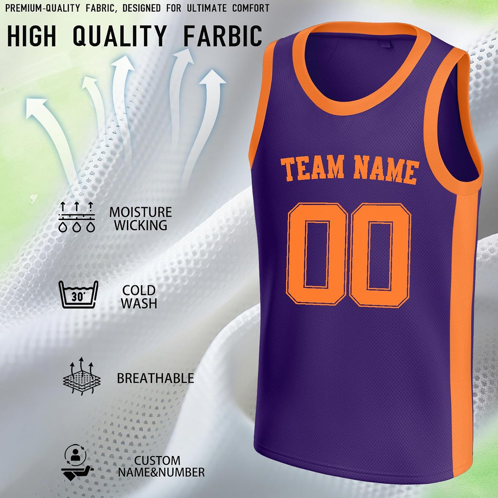 Custom Purple and Orange Basketball Jersey