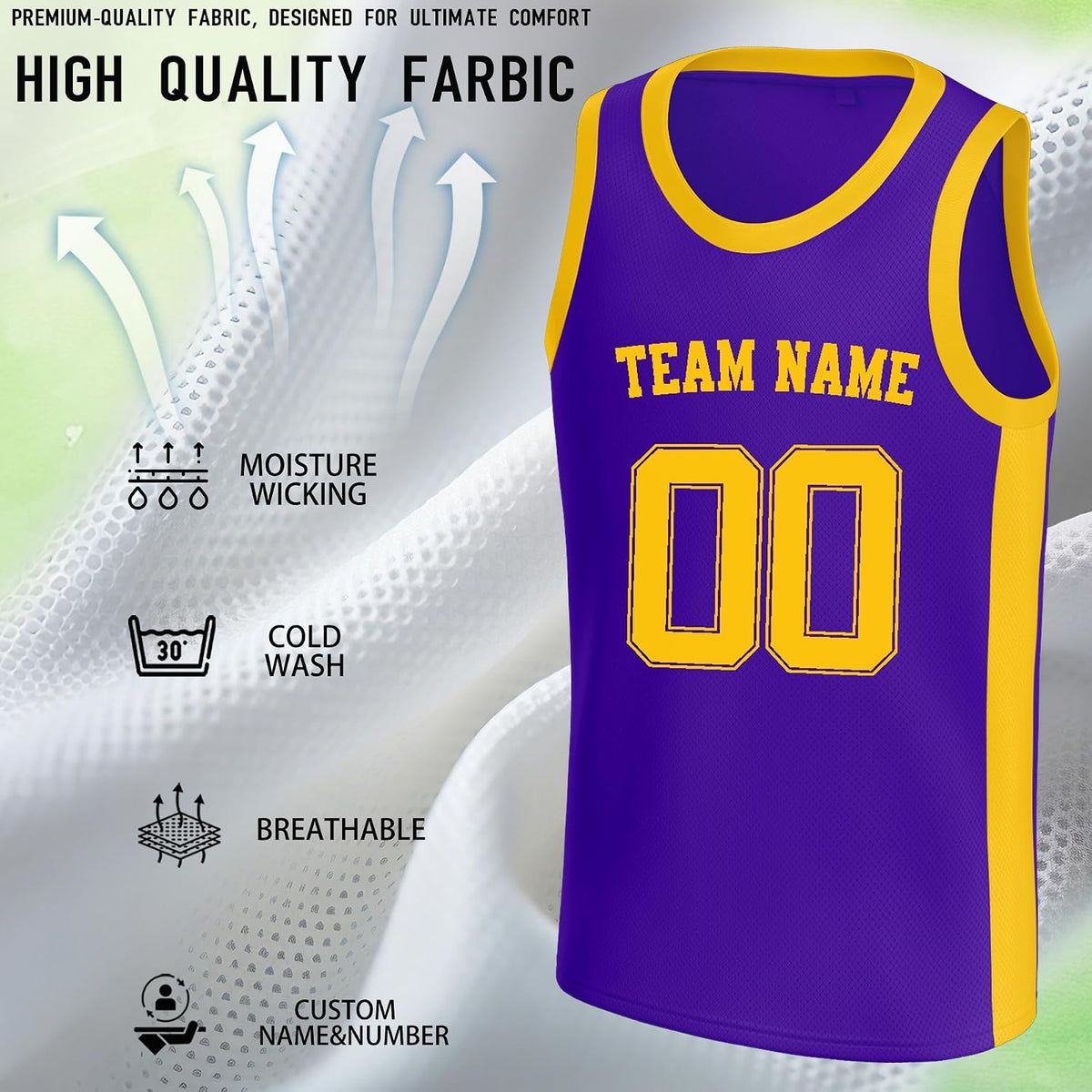 Custom Purple and Gold Basketball Jersey
