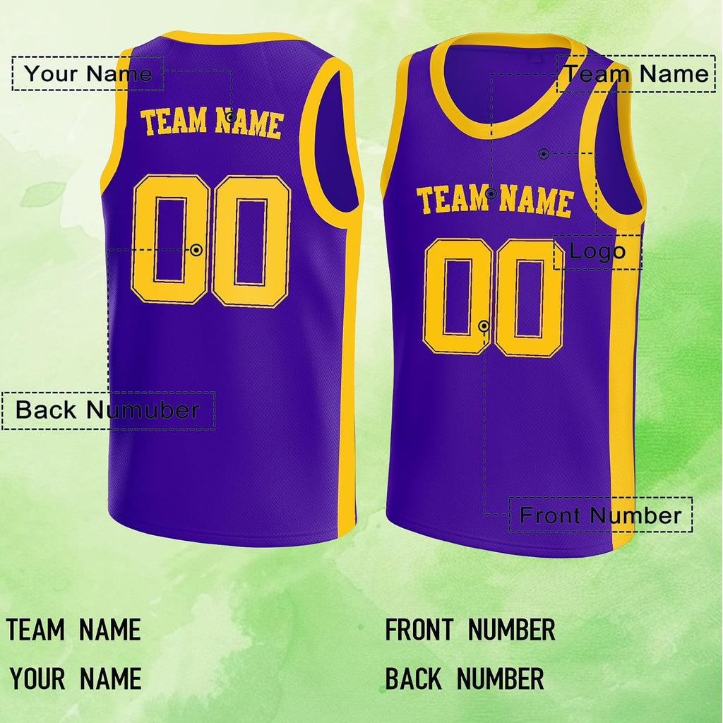Custom Purple and Gold Basketball Jersey