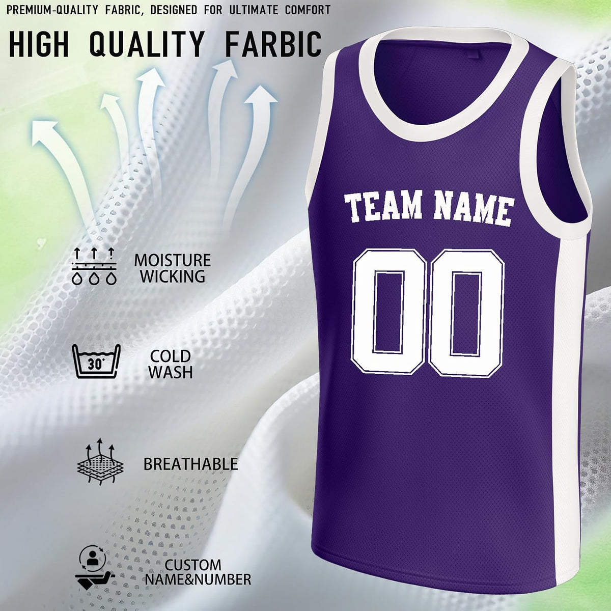Custom Purple and White Basketball Jersey