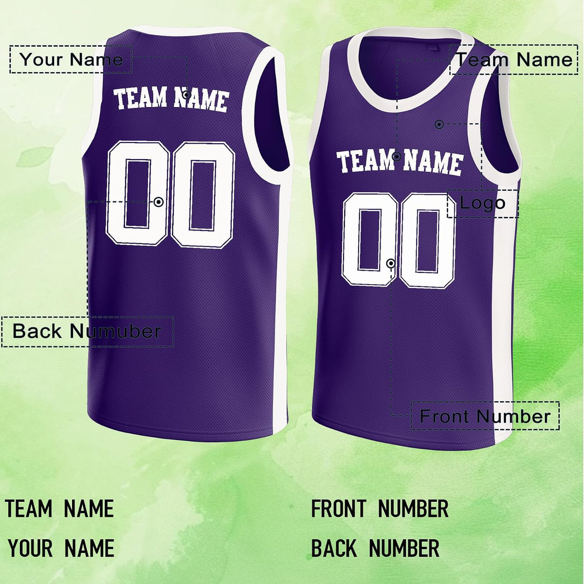 Custom Purple and White Basketball Jersey