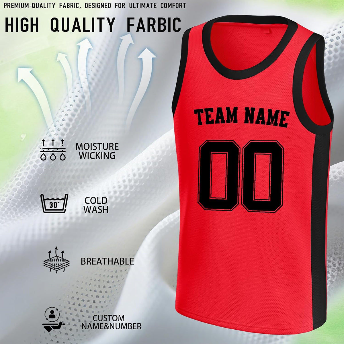 Custom Red and Black Basketball Jersey
