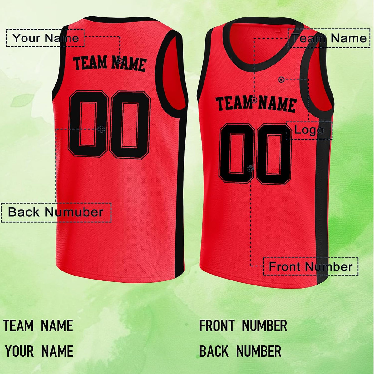 Custom Red and Black Basketball Jersey